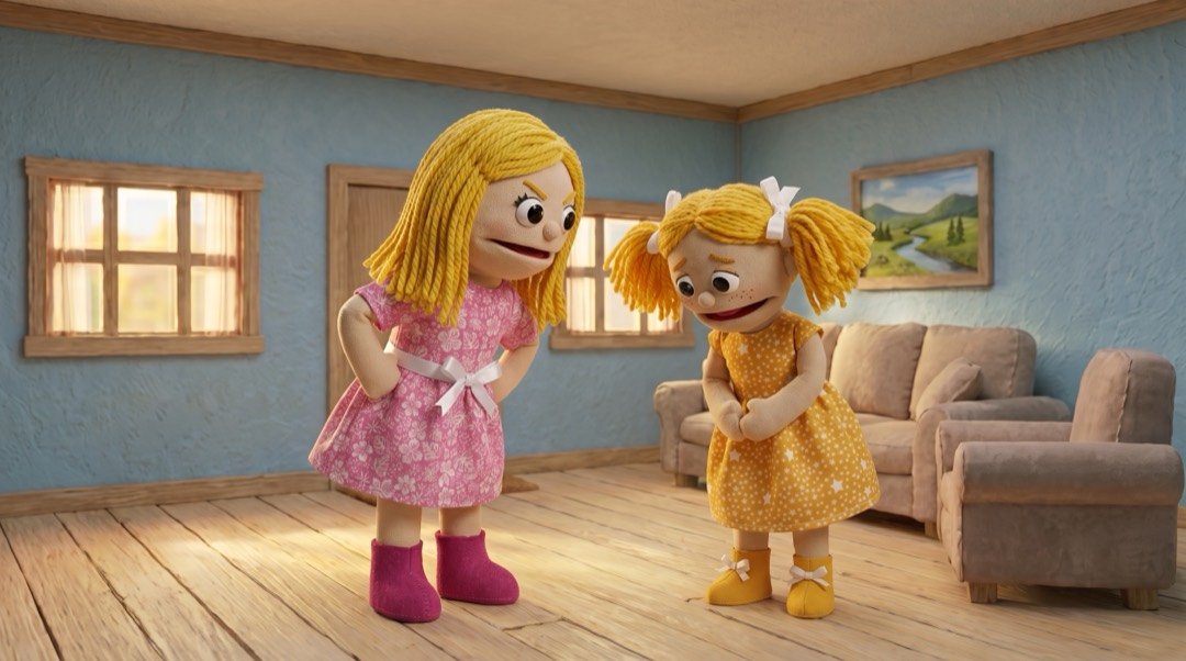 Mãe dando bronca em Nina, que olha para baixo, triste