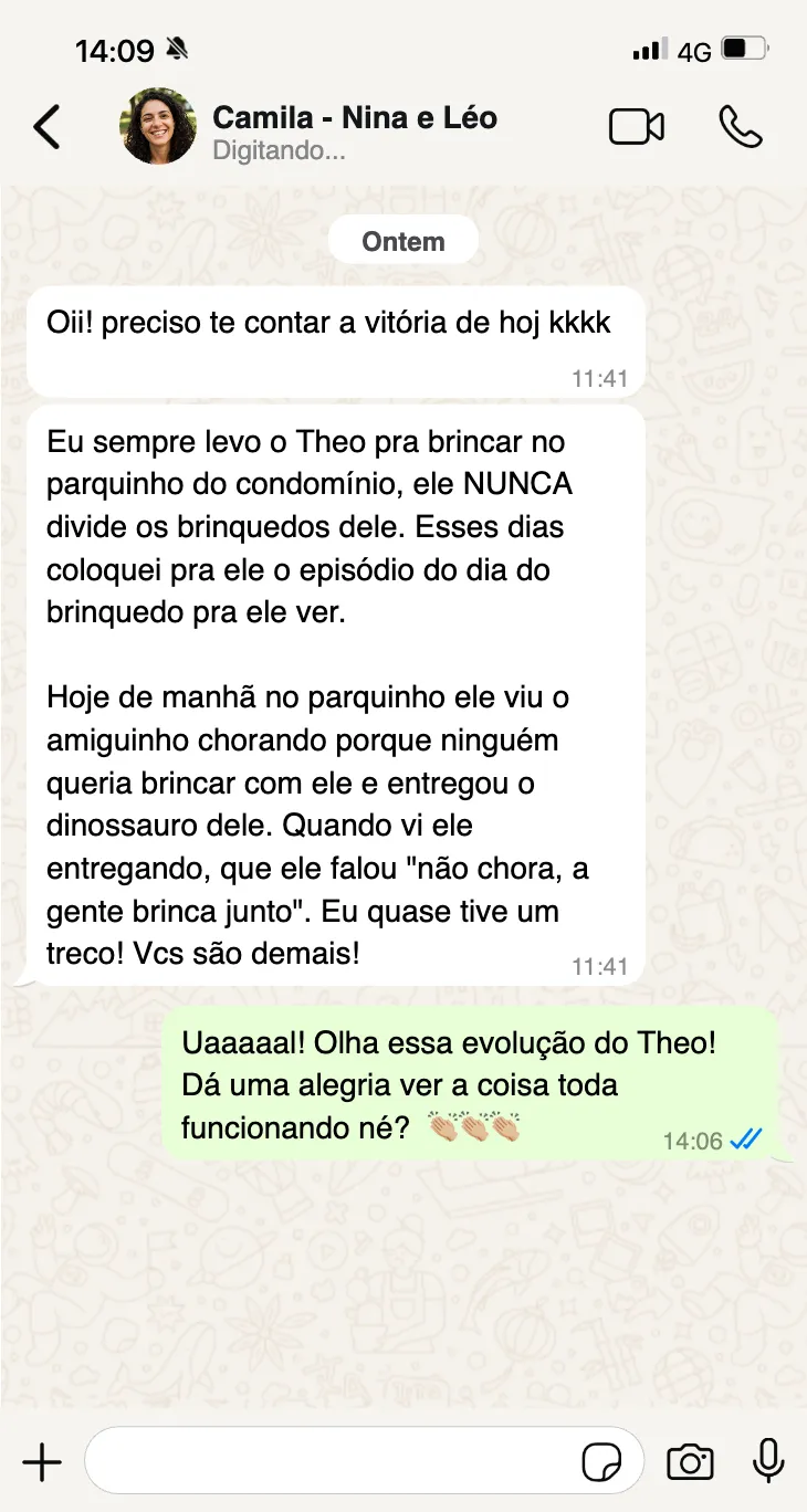 Print de depoimento de mãe sobre o Nina e Léo